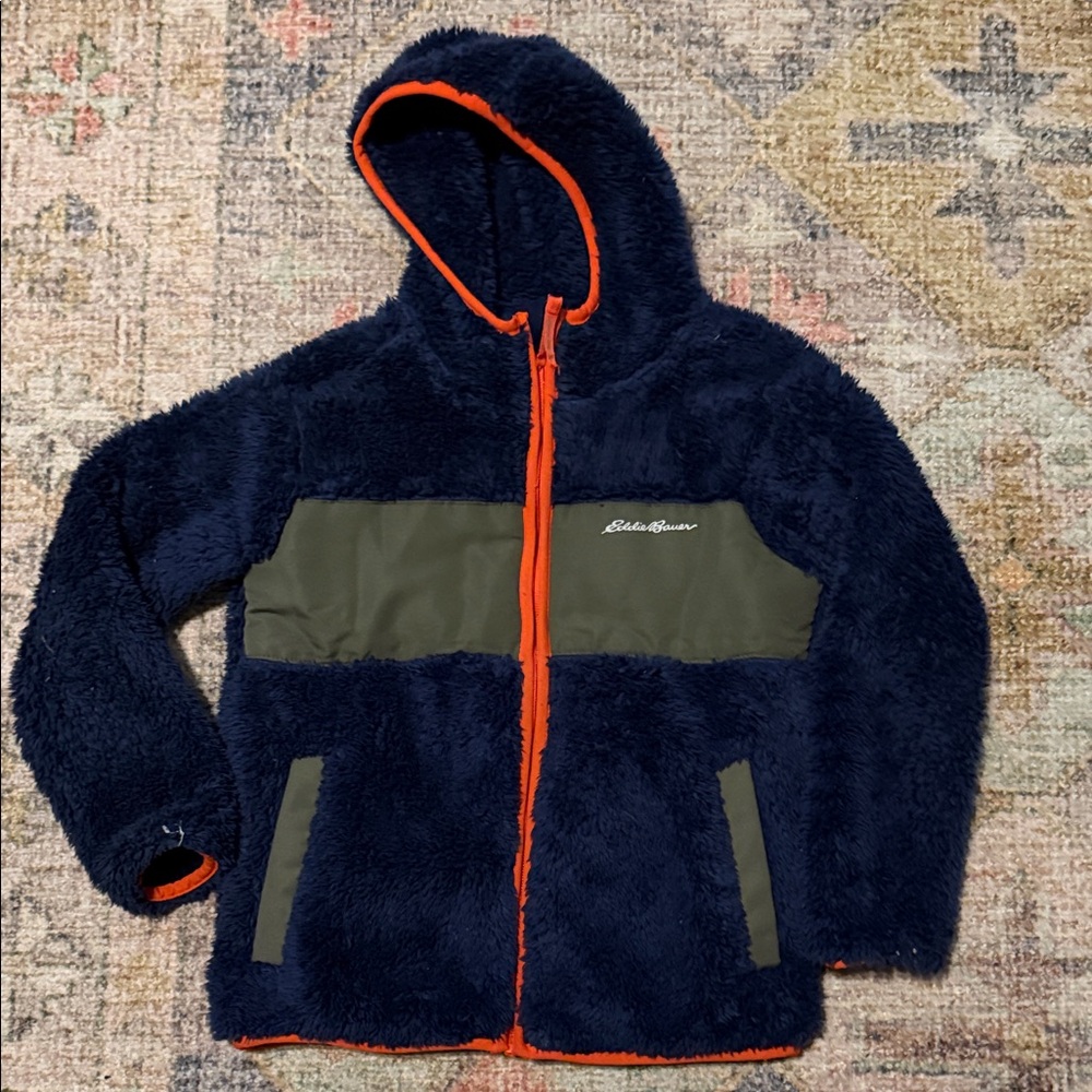 Eddie Bauer Kids' Navy and Olive Fleece Hoodie